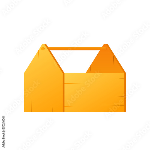 Empty wooden toolbox icon. Clipart image isolated on white background