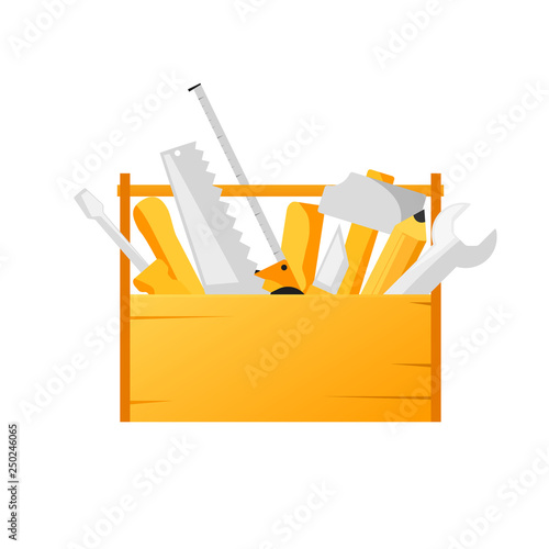 Toolbox with tools. Clipart image isolated on white background