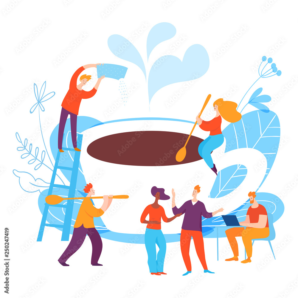Vector concept illustration with coffee making process