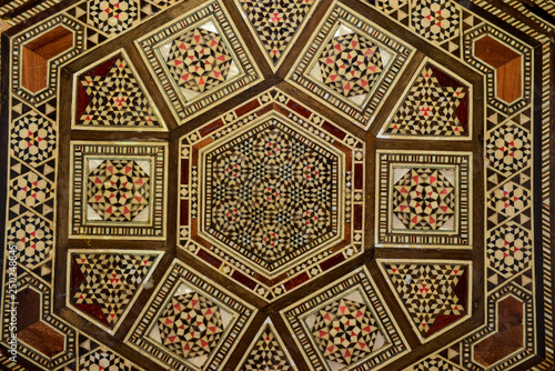 Oriental pattern, texture, background. Gold tiles, Arabic, Ottoman's retro textile. 