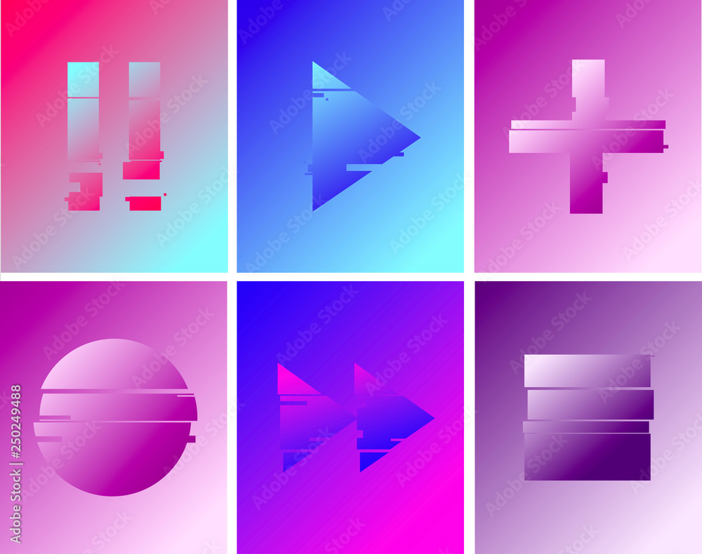 Set of abstract minimal Play, pause, record, play buttons. template ...