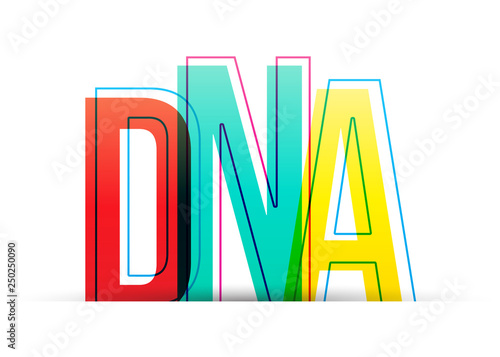 DNA word vector isolated on a white background