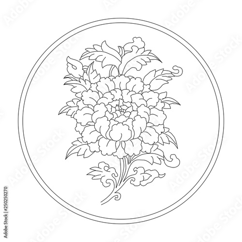 lotus.. eight auspicious symbols of buddhism. Valuable. Black and White Drawing