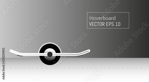 Cartoon picture with Hoverboard, Electrical hoverboard, Electrical gyroboard, Electric Onewheel Skateboard, Eco alternative city transport. Flat style vector illustration. Background.