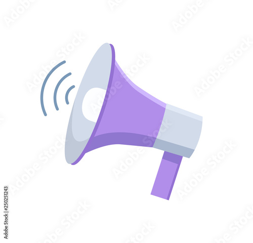 Megaphone loudspeaker for announcements isolated icon vector. Bullhorn for making public messages in loud voice, flat style design retro item for noise