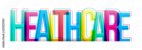 Healthcare vector text isolated on a white background