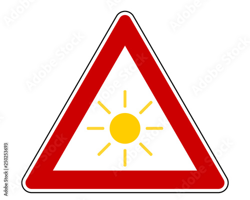 Warnschild mit Sonne