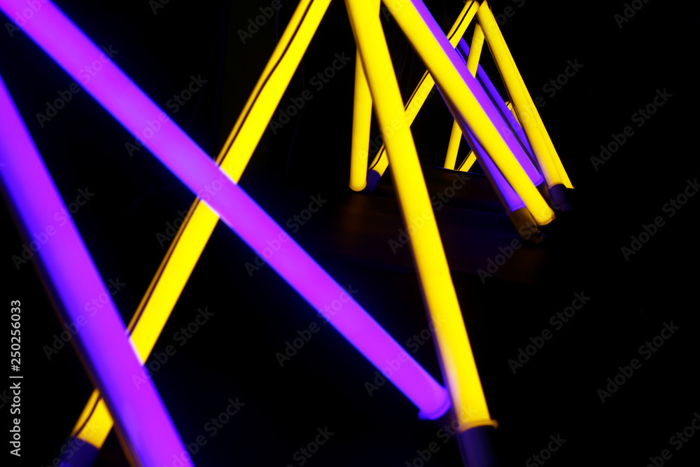 Bright neon lamps on dark background Bright neon lamps on dark background