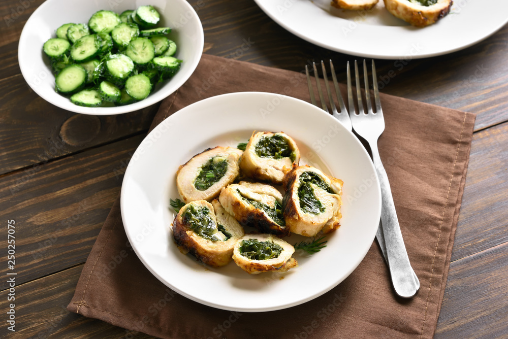 Stuffed chicken fillet with spinach and cheese Stuffed chicken fillet with spinach and cheese