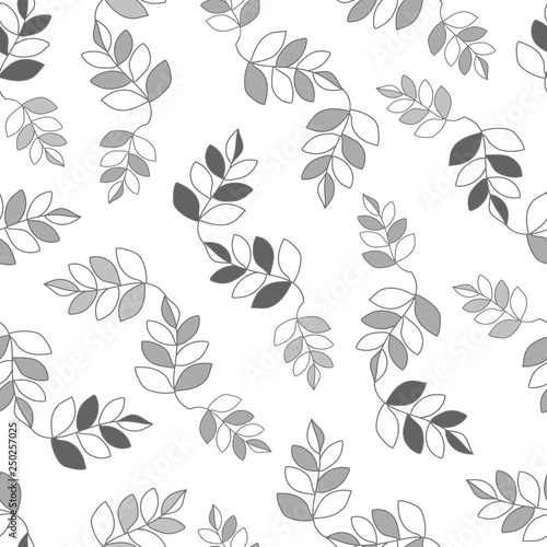 Vector seamless pattern with leaves on a white background.