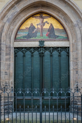 Thesis door at the castle church, Luther city Wittenberg, Saxony-Anhalt, Germany, Europe