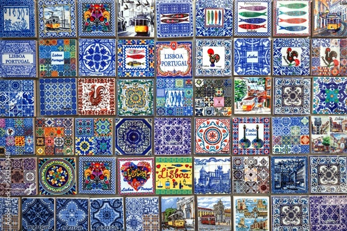 Souvenirs, miniatures of traditional Azulejo tiles, Lisbon, Portugal, Europe photo