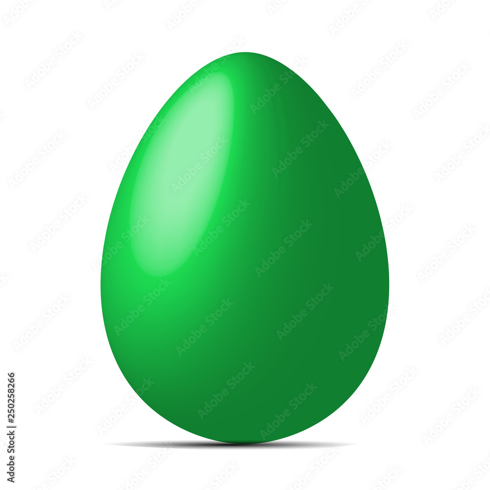 Green egg isolated on white background. Easter object template. Vector illustration