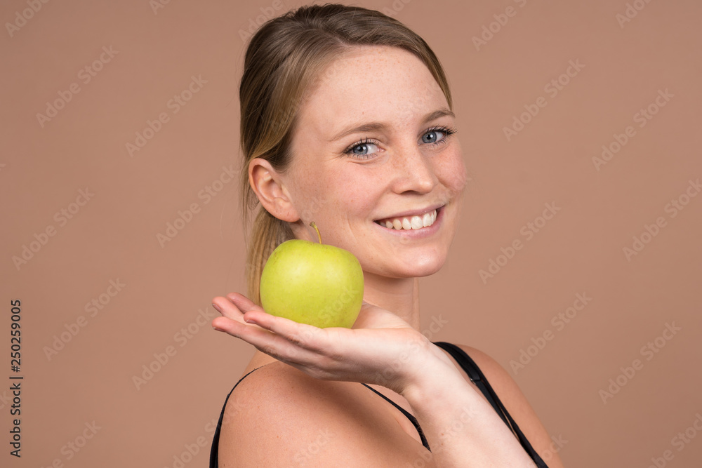 girl with an apple girl with an apple