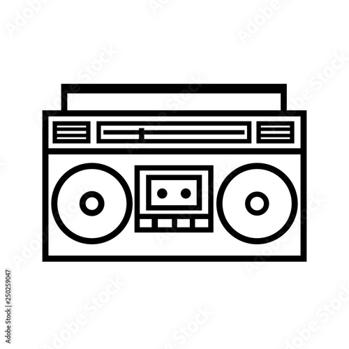 Boombox ghetto blaster outline icon. Clipart image isolated on white background