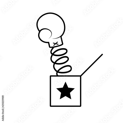 Boxing glove jack in the box outline icon. April fools day clipart image isolated on white background