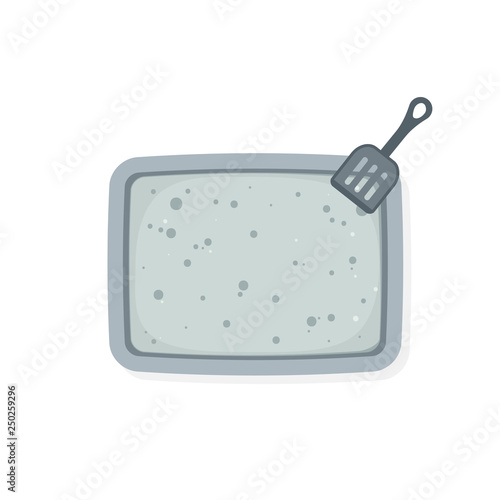 Cat litter box top view icon. Clipart image isolated on white background