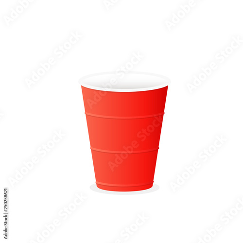 Red plastic cup sticker. Clipart image isolated on white background