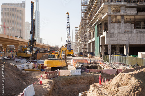 Dubai, United Arab Emirates - June 2018. Construction activities