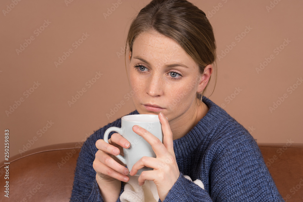 a sick girl with the cold a sick girl with the cold