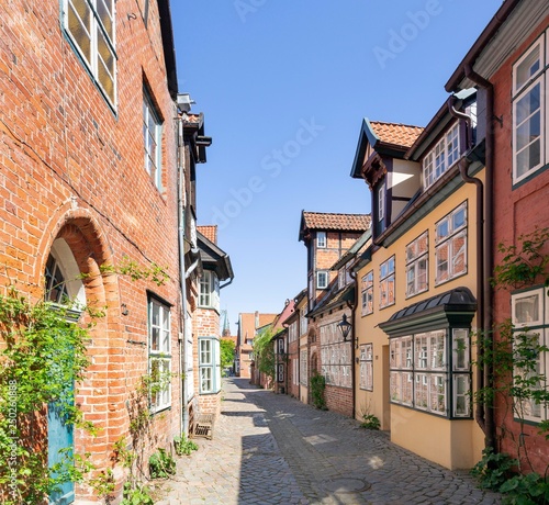 Historic town houses in the street Auf dem Meere, Old Town, Luneburg, Lower Saxony, Germany, Europe photo