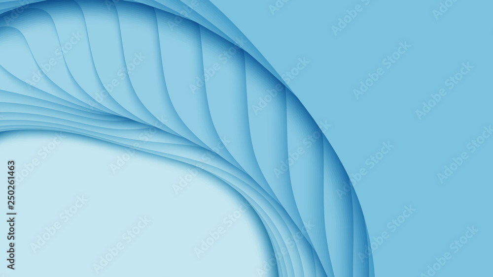 Vector 3D abstract background with paper cut shapes. Blue carving art ...