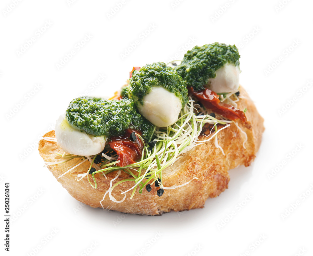 Fresh tasty bruschetta on white background Fresh tasty bruschetta on white background