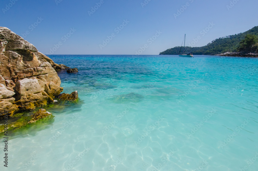 View at Marble Beach în Thassos, Greece 