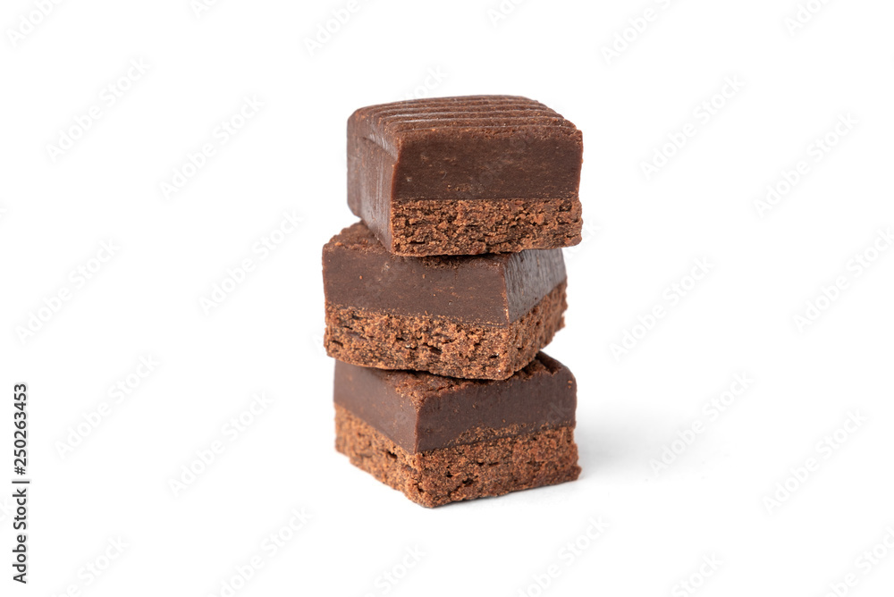 Chocolate toffees isolated on white background. Chocolate toffees isolated on white background.