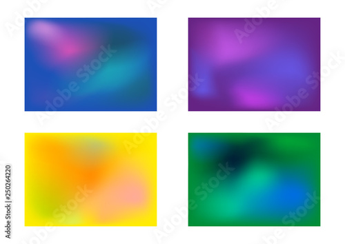 Set of colorful backgrounds. Collection of horizontal color templates. Blue, purple, yellow, green. Colour vector illustration. © Alex Captain