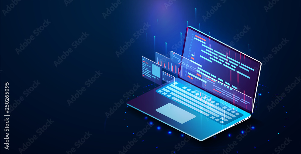 Software development, programming, coding vector concept