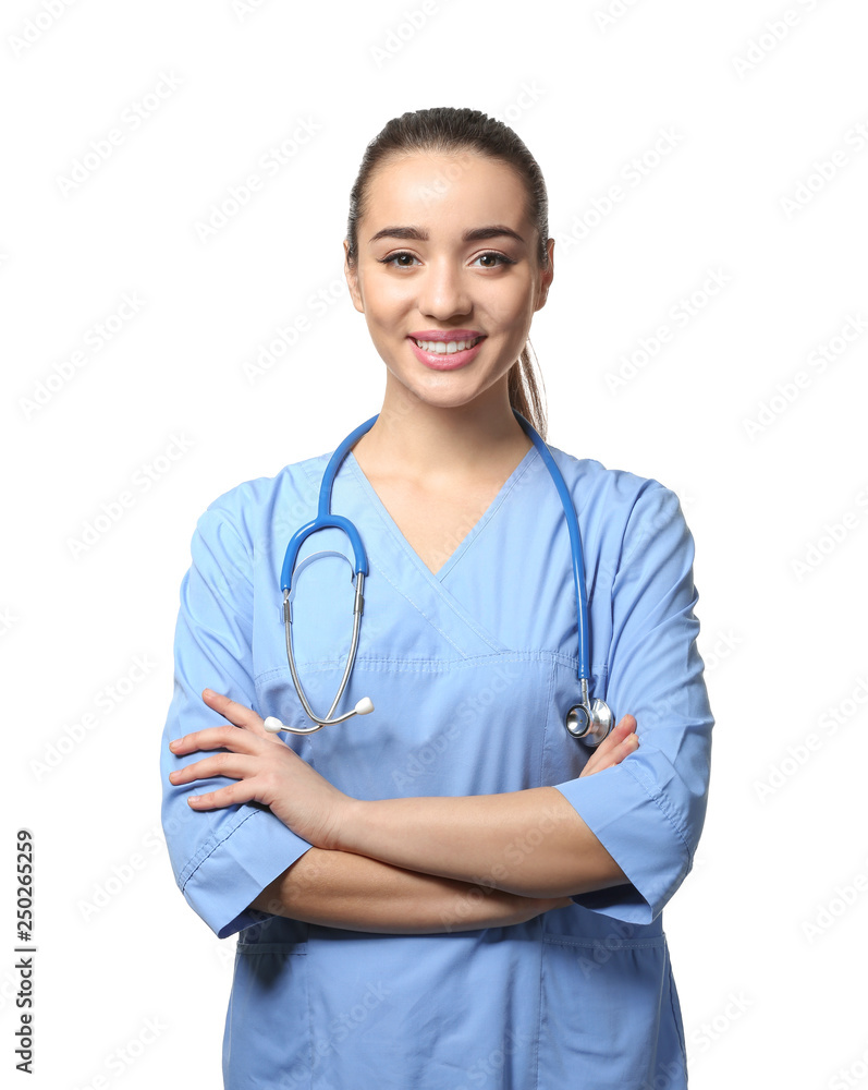 Female doctor on white background Female doctor on white background