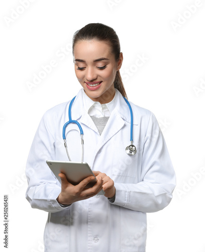 Female doctor with tablet c...