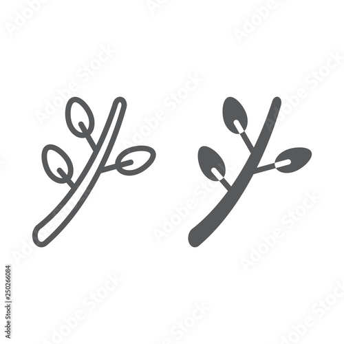Willow line and glyph icon, spring and botany, plant sign, vector graphics, a linear pattern on a white background. © amin268