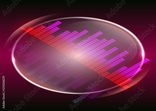 Abstract form of sound wave, digital equalizer, sound impulses of musical rhythm. Bright background for your design. Vector illustration