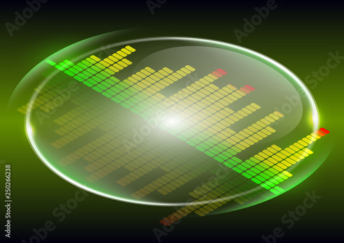 Abstract form of sound wave, digital equalizer, sound impulses of musical rhythm. Bright background for your design. Vector illustration