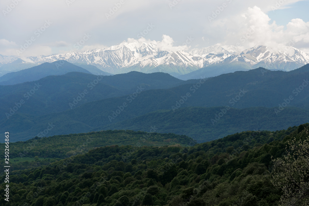 Mountain ranges with snow-capped.
