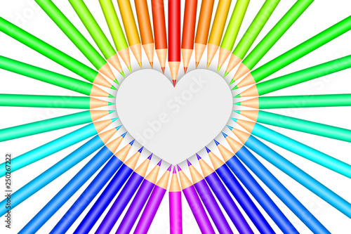 Colorful pencils and heart shape