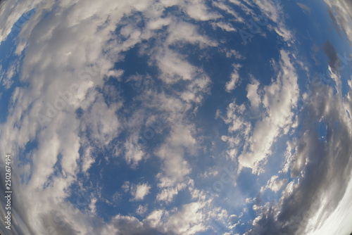 Sky photographed on fish eye