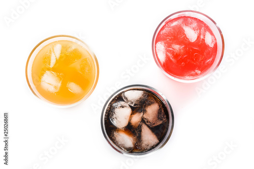 Soft drinks for summer isolated on white background