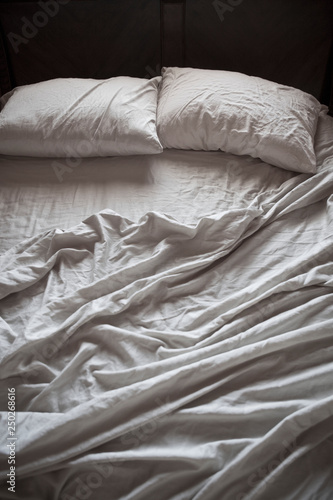 Wallpaper Mural Unmade bed with white sheets Torontodigital.ca