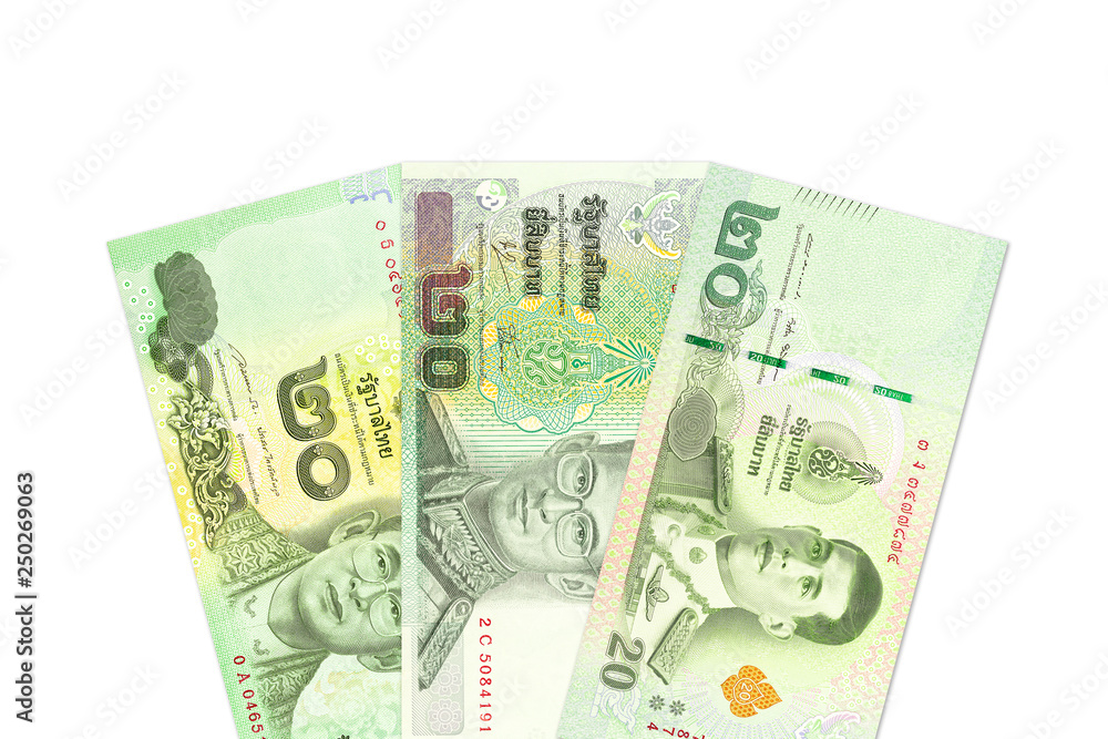 Obraz premium 20 thai baht banknotes from different times