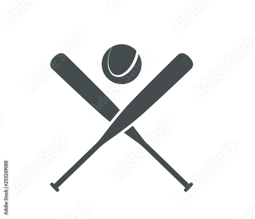Modern baseball bat and baseball cross icon vector 