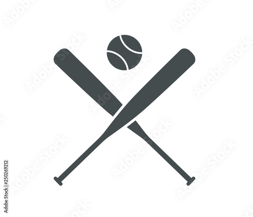 Modern baseball bat and baseball cross icon vector 