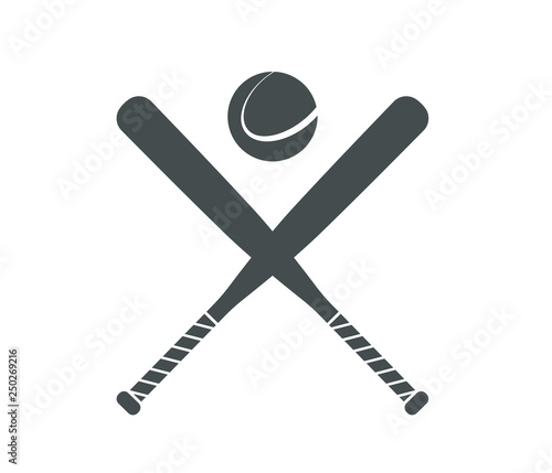 Modern baseball bat and baseball cross icon vector 