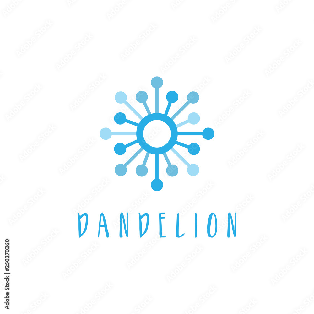 Template of concept flat logo icon of dandelion. Vector illustration Template of concept flat logo icon of dandelion. Vector illustration