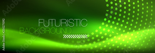 Green neon dotted circles background