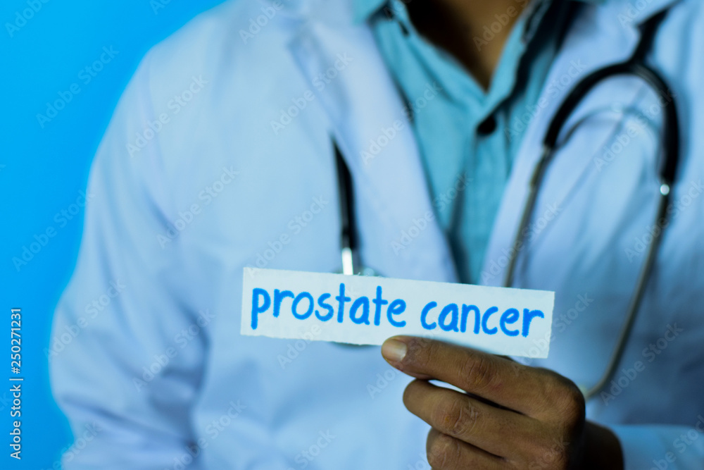 Doctor holding a card with text prostate cancer. Medical and healthcare concept. Doctor holding a card with text prostate cancer. Medical and healthcare concept.