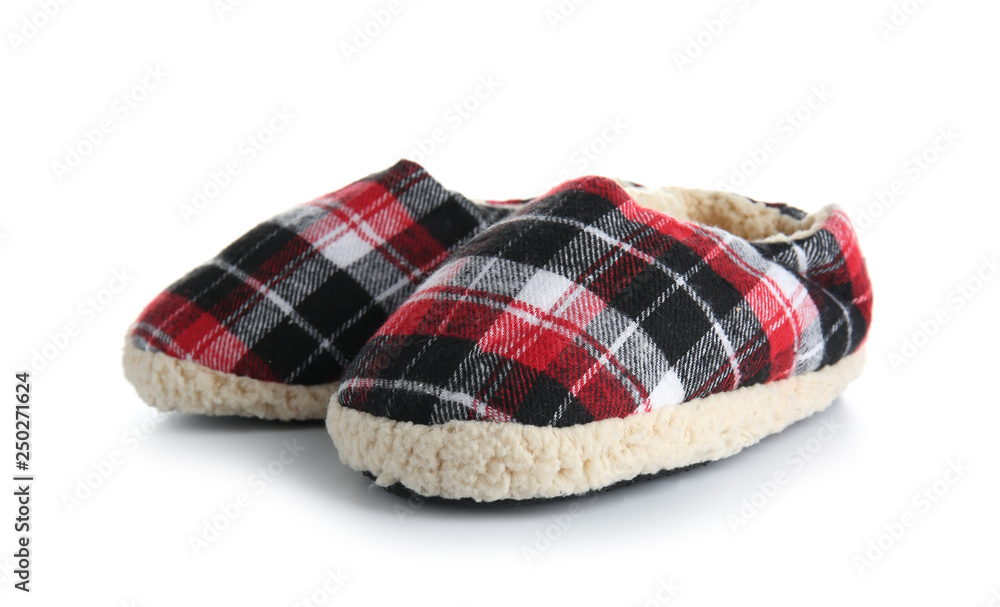 Soft slippers on white background Soft slippers on white background
