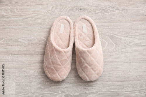 Soft slippers on floor